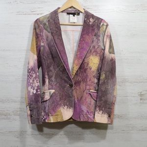 Just Cavalli patchwork abstract purple golden glittery floral blazer jacket